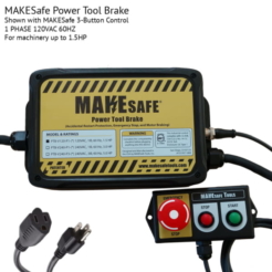 Bench grinder brake makesafe system