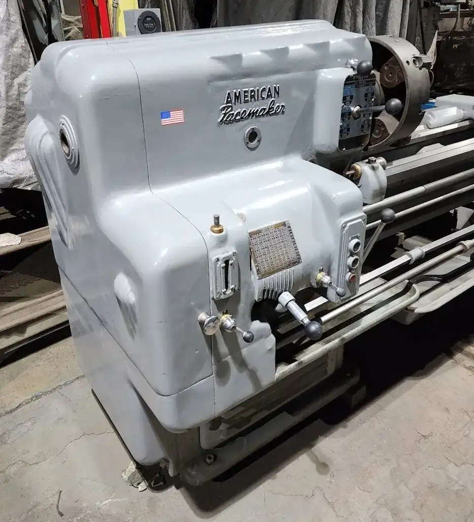 1960s American Pacemaker lathe, showcasing the distinct curved features.