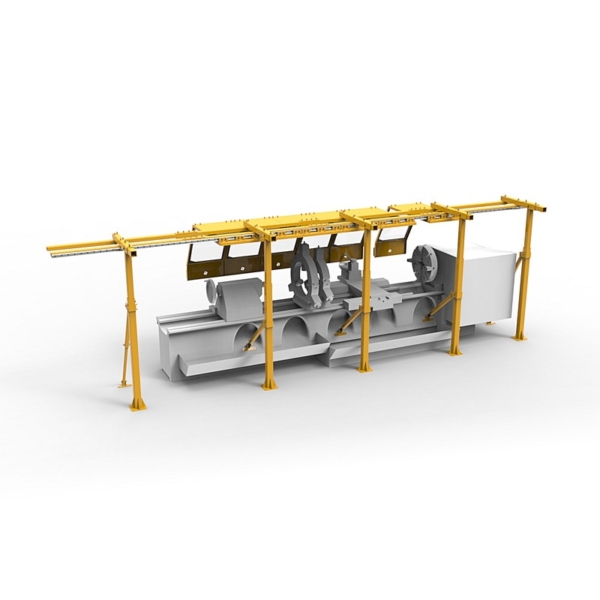 A CAD-designed product image of the back side of a custom-made lathe safety guard made by Ferndale Safety.