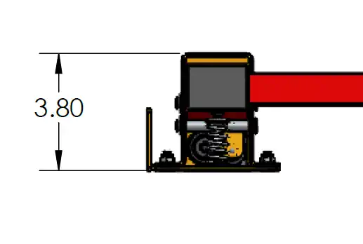 Dessin dimensionnel montrant une hauteur de 3,8