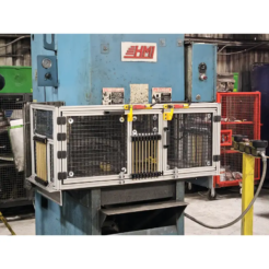 Hydraulic press guard shown installed on the machine.