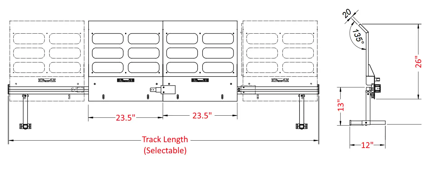 Technical dimensional drawing of the Ferndale Safety double-door cylindrical grinder guard.