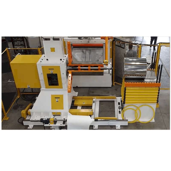 A specialized machine showing how a cover can be fit on table lift mechanisms.
