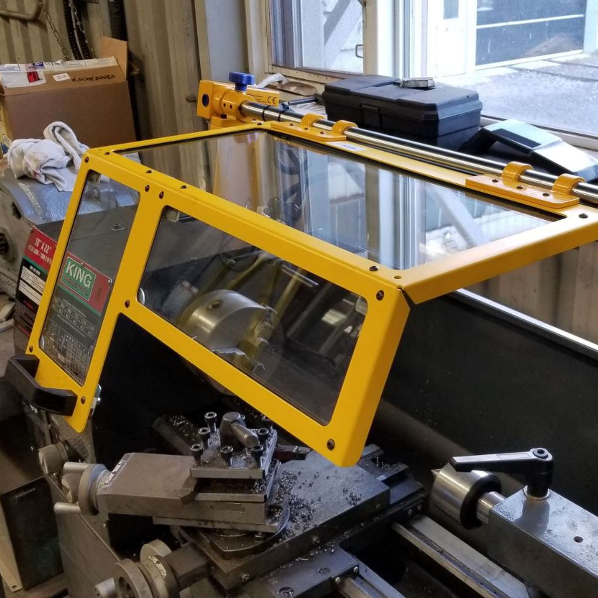 A product page photo of a lathe safety guard.