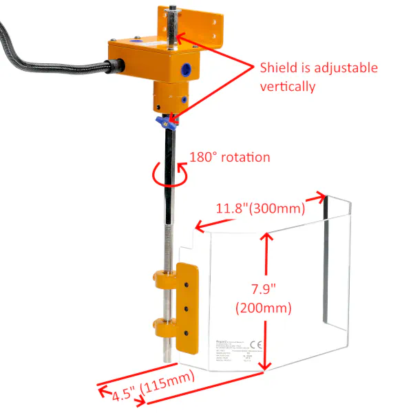 Dimensions marquées sur l'écran de sécurité de la foreuse tr-3a  